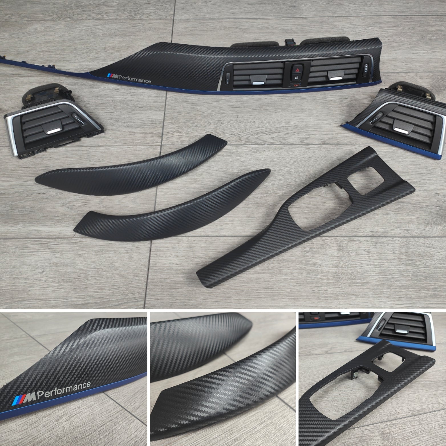 BMW F33 CONVERTIBLE LCI INTERIOR TRIM SET - 3D CARBON / BLUE ACCENT